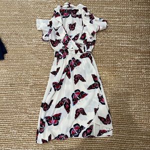 Tucker white butterfly wrap midi dress - worn once